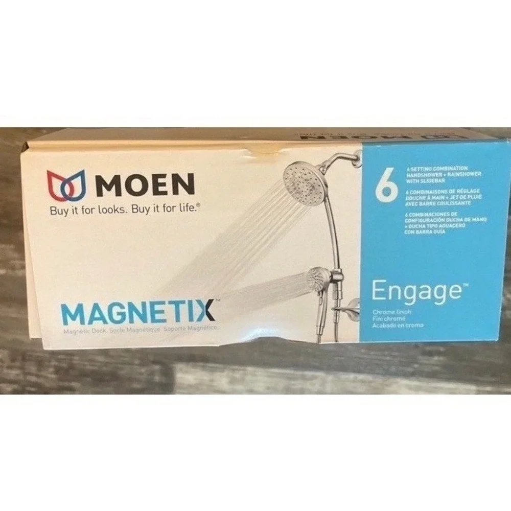 Moen 28501 Engage 6-Setting Handheld Rain Shower Slide Bar Magnetix in Chrome